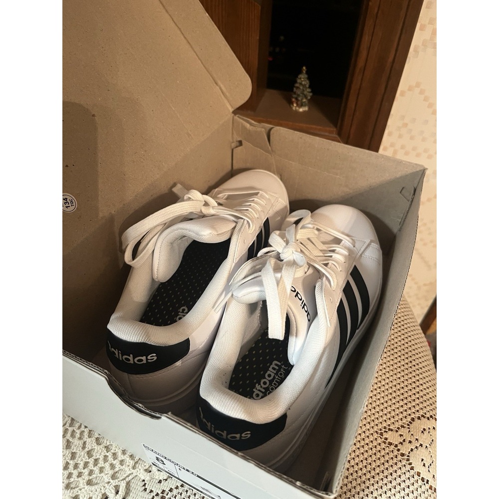 Adidas Grand Court 2.0 GW9214 White/Blk Cloudfoam Shoes Women's Size 8-Worn Once - Picture 8 of 8